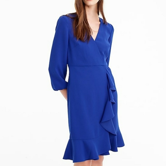 Jcrew Blue Ruffle Dress Size 0 - Picture 4 of 4